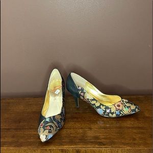 Black w/Multi-Colored Embellished Heels